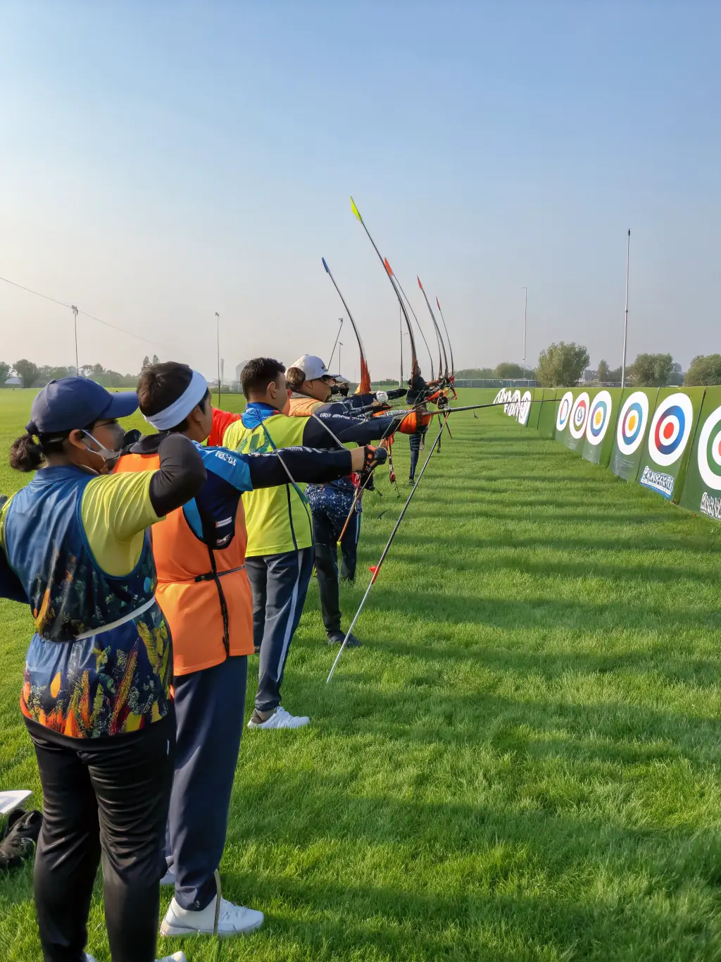 Archers competing in a local archery tournament organized by 1ERE COMPAGNIE DES ARCHERS VIERZONNAIS, demonstrating skill and sportsmanship.